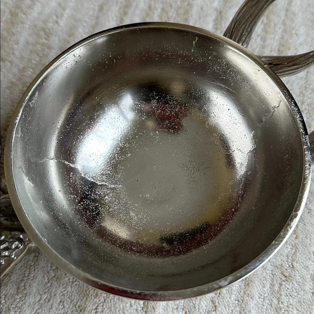 Antler Base Pedestal 2 Bowl Silver Dish Decor
